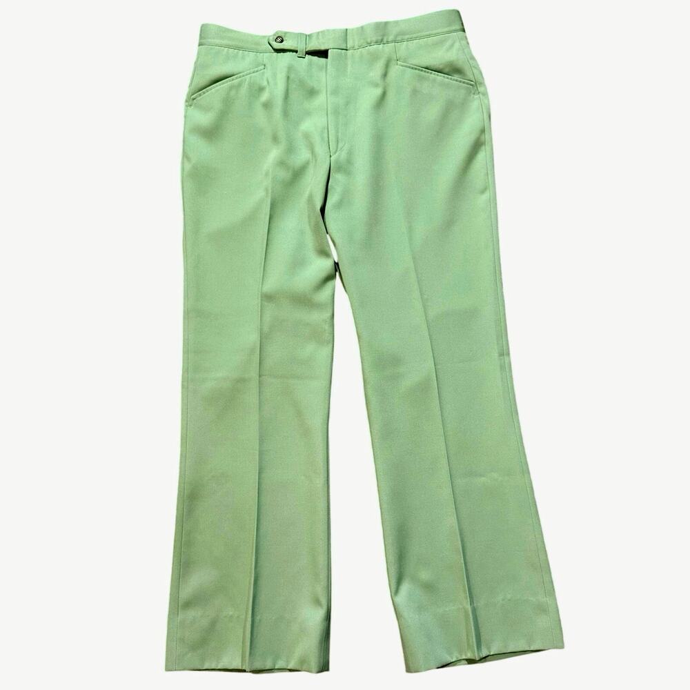 Vtg 70s SANSABELT by Jaymar Slacks Pants 36 Sage Green Men's Disco Golf Retro